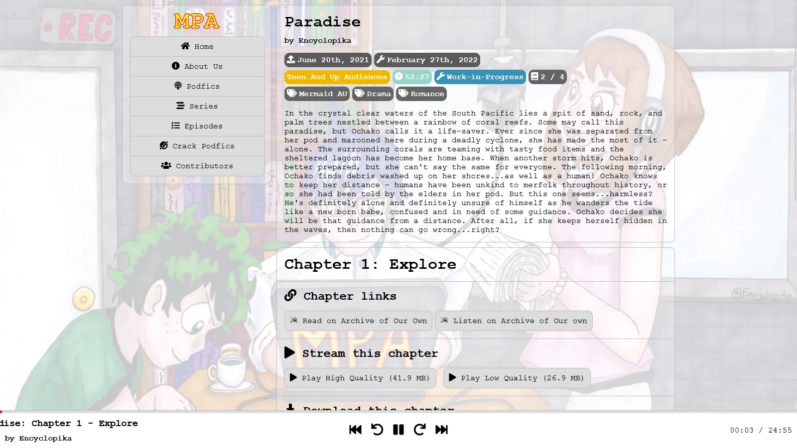 A screenshot of the homepage.